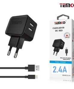 Cargador USB con Cable Color Negro para iPhone - iPad TEMCO