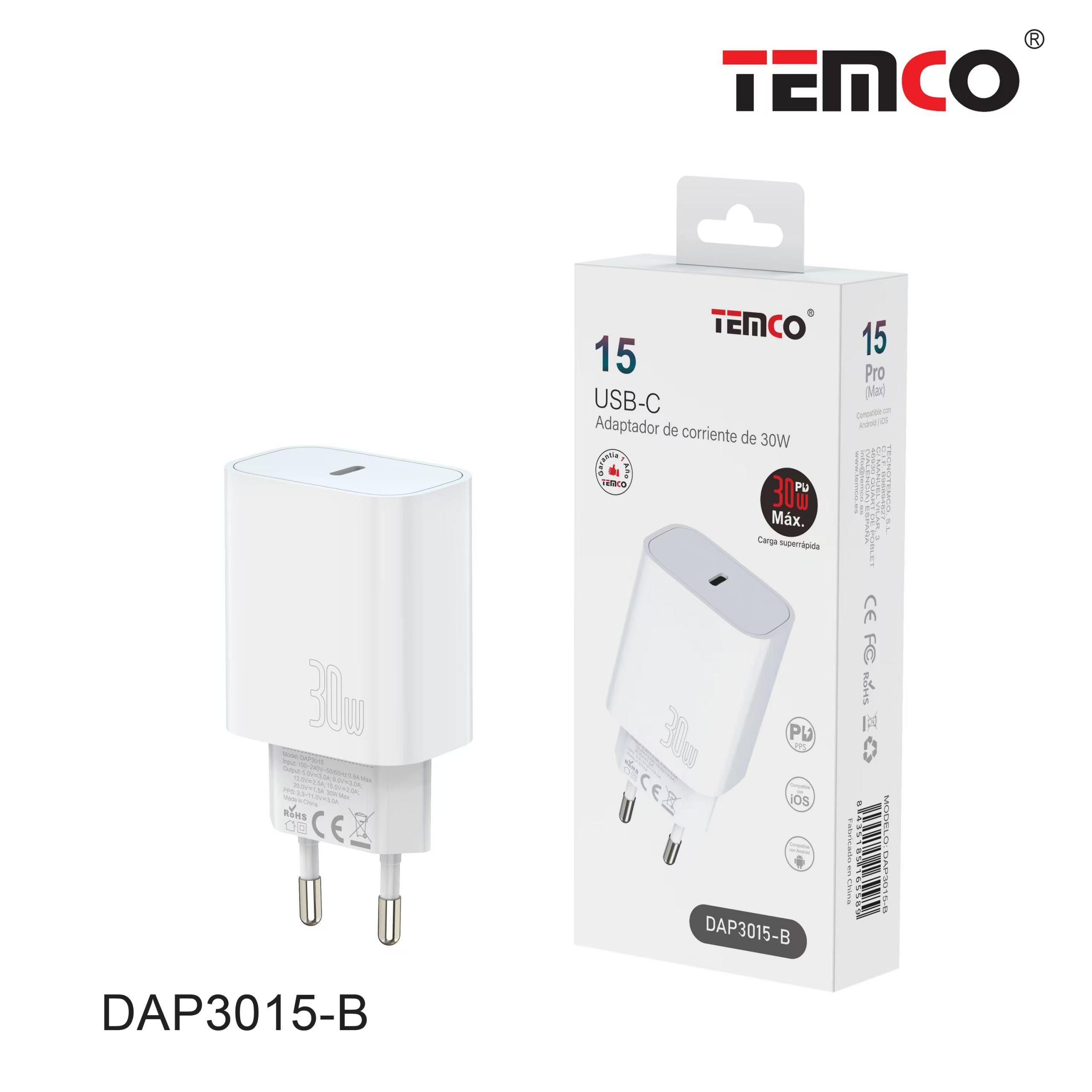 Cargador Typo-C Color Blanco para Móviles TEMCO
