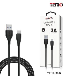Cable Typo-C Color Negro para Android - iPhone TEMCO