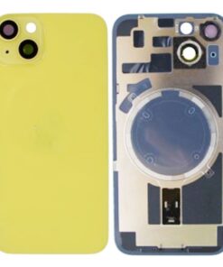 iPhone 14 Tapa Trasera con Soporte de Metal Amarilla