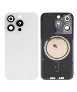 iPhone 15 Pro Tapa Trasera con Soporte de Metal Titano Blanca
