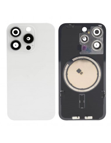 iPhone 15 Pro Max Tapa Trasera con Soporte de Metal Titano Blan