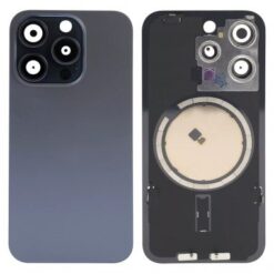 iPhone 15 Pro Max Tapa Trasera con Soporte de Metal Titano Azul