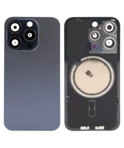 iPhone 15 Pro Max Tapa Trasera con Soporte de Metal Titano Azul