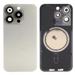 iPhone 15 Pro Max Tapa Trasera con Soporte de Metal Titano Natu