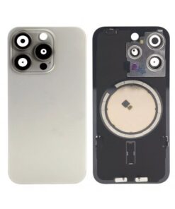 iPhone 15 Pro Max Tapa Trasera con Soporte de Metal Titano Natu